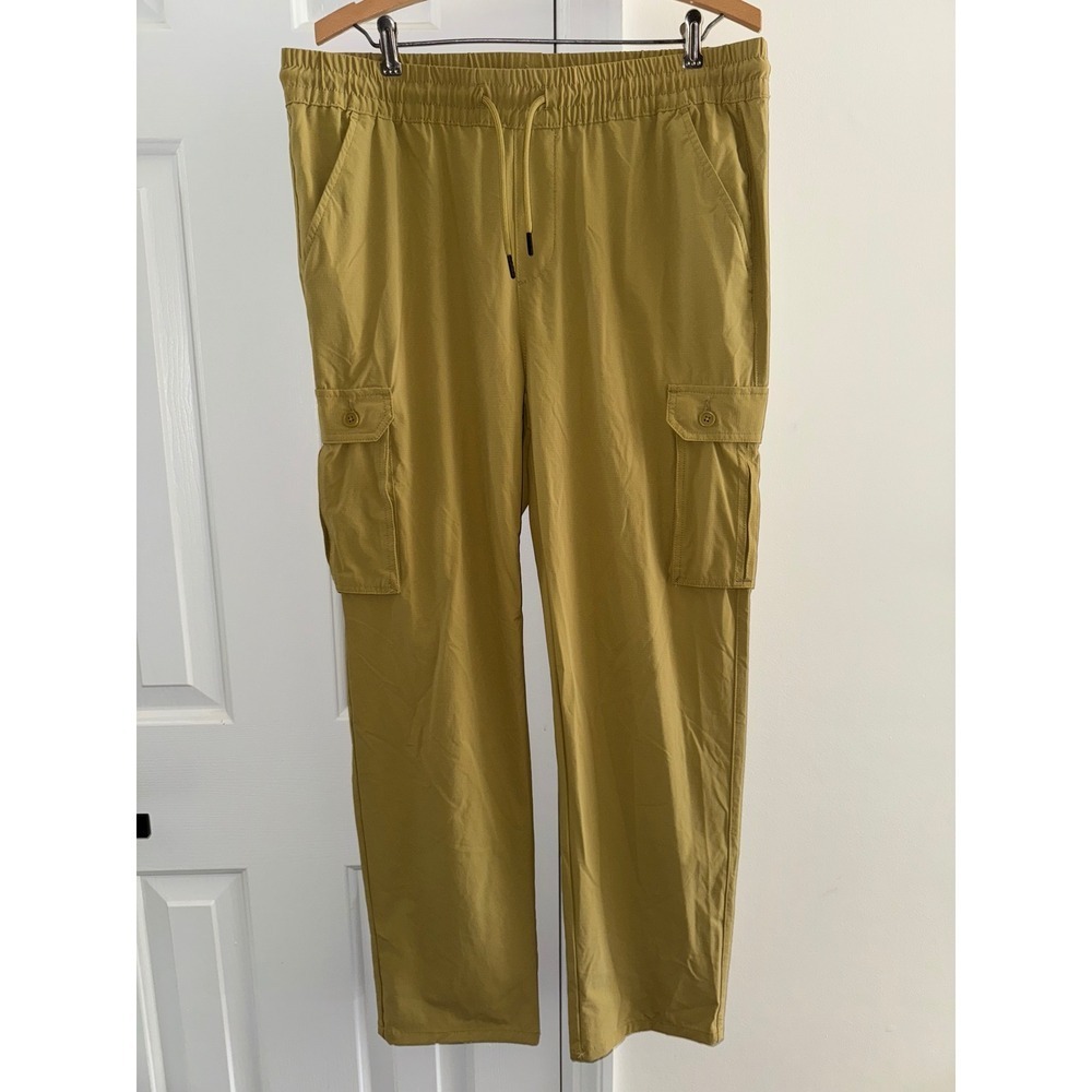 Avenue Women's Olive Green Cargo Pants Elastic Waist Drawstring Size L